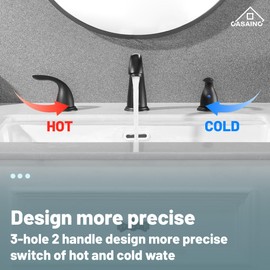 CASAINC Bathroom Sink Faucet, 8 Inch 2-Handle Bathroom Faucets, Bathroom Faucets for Sink 3 Hole, Vanity Faucet with Drain Assembly-Matte Black