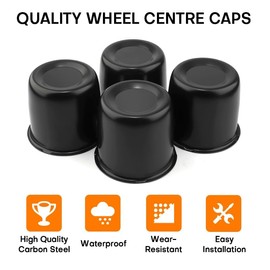 GTownWorks 4Pcs 4.25 inch Wheel Center Caps Fit 4.25" Center Bore Truck Trailer RV SUV Wheels Rims, Carbon Steel Matt Black Push Through Hub Covers, Height 4.33in