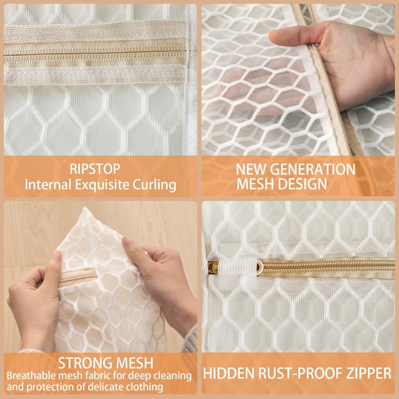 3 Pack Laundry Bag, Durable Big Honeycomb Mesh Laundry Bags