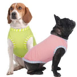 IECOii 2 Pack Dog Tshirts for Small Dogs, Pet Tank Top Vest,Doggy Summer Clothes Hot Weather Wearing,Stretchy Puppy Pullover Tee Shirts for Cats,Chihuahua,Shih Tzu,Pink+Green,Medium