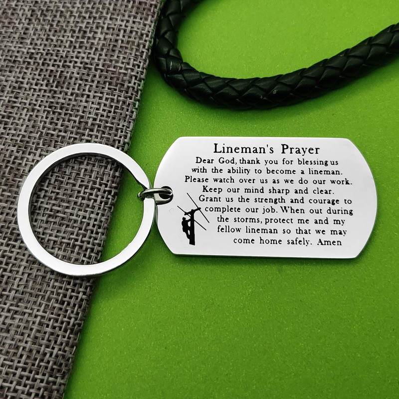 Father's Day Gift Lineman Gift Lineman Prayer keychain Gifts for