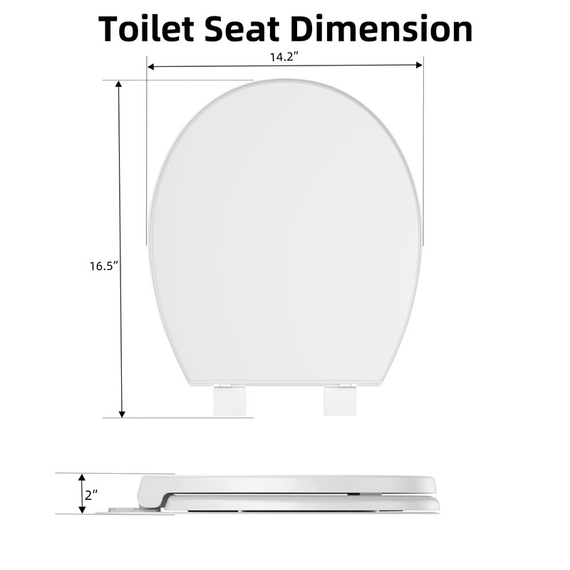 Toilet Seat,17 Inch Round Toilet Seat with Quiet-Close, Full-Flat Quick-Release