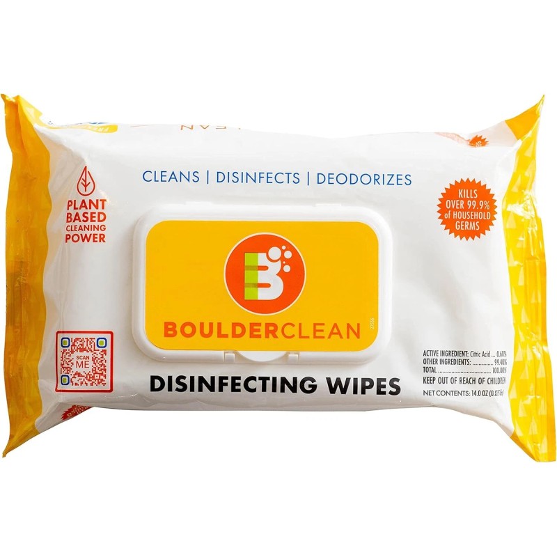 Boulder Clean Disinfecting Wipes, Sugared Lemon Scent, 72 Count (Pack