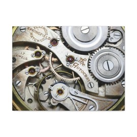 Illinois 1920 Illinois The Autocrat Pocket Watch 17 Jewels Canvas Art Exposed Gears - 24″ x 18″, Premium Gallery Wraps (1.25″)