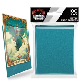 100 Count Matte Card Sleeves for Trading Cards, Standard Size Protective Sleeves Deck Card Protectors Fit for Baseball Cards, Sports Cards, MTG, Yugioh Card Game Card Standard Cards (Cyan)