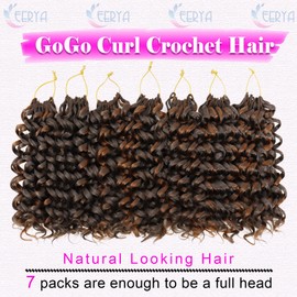 7 Packs GoGo Curl Crochet Hair 10 Inch Short Curly Crochet Hair for Women Water Wave Beach Curl Deep Twist Crochet Braids Synthetic Braiding Hair Extensions(10 Inch, P6/30)