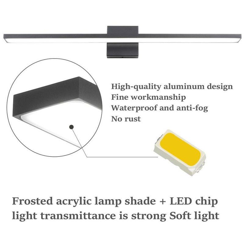Ralbay 31.5inch Modern LED Black Vanity Light 28W Aluminum Frosted