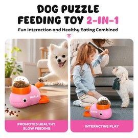 Interactive Treat Dispenser Dog Toys, Pet Food Puzzle Slow Feeder (Pink)