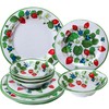LEHAHA Strawberry Melamine Dinnerware Sets-12pcs Plates and Bowls Set, Lightweight/Unbreakable