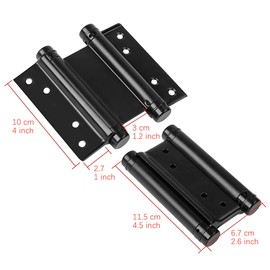 Stainless Steel Door Swing Hinge,4 Pack 4inch Black Matte Self Closing Double Action Spring Hinges for Cafe Saloon Pub Doors Gate, with Pins Screws