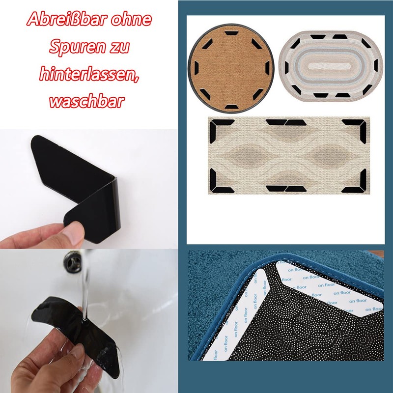 SHULLIN Pack of 16 Washable Non-Slip Mat Carpet Non-Slip Underlay