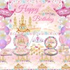 Princess Party Tableware Supplies, Includes Happy Birthday Backdrop Banner, Plate,