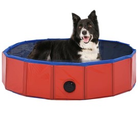 CHARMMA Dog Swimming Pool Red PVC 31.5 x 7.9 in Collapsible,Dog Supplies-170822