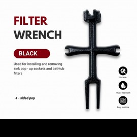Juglok 4 - sided pop - up drain filter wrench, suitable for bathroom and shower tray tools, used for installing and removing sink pop - up sockets and bathtub filters (black)