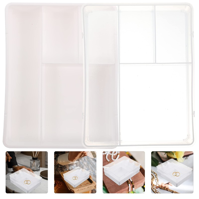 NUOBESTY 2pcs Drawer Organizers Reusable Storage Box Lid Adjustable Dividers