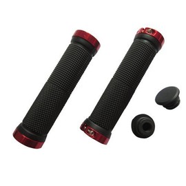 Accessotech Double Lock On Locking Handlebar Grips Cycle Bicycle MTB Mountain Bike BMX Sport Red