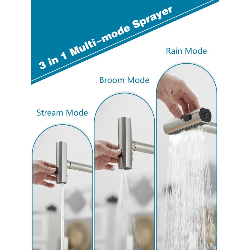 Kitchen Faucets with Pull Down Sprayer,Waterfall Kitchen Sink Faucet,Commercial Utility