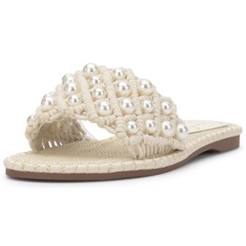 Jessica Simpson Women's Brennara Flat Sandal, Cream, 11