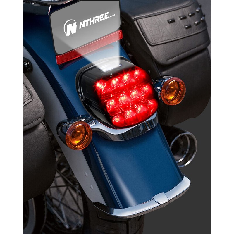 NTHREEAUTO Smoked LED Rear Brake Tail Light Integrated Turn Signals