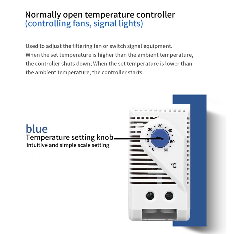 Mechanical Thermostat, KTS011 0-60°C Adjustable Compact Normally Open/Closed Temperature Controller