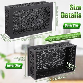 Saillong Doorbell Chime Cover Box Only, Wooden Doorbell Chime Box, Decorative Cover Enclosure for Indoor Outdoor, with Extra Self Adhesive Tape, Easy to Install for Home(Dark Gray)