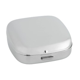 TFA Dostmann 60.1012 Analogue Alarm Metal Box for Travel, Folding Quartz Clock, Silver, Plastic, Stainless Steel Look, (L) 65 x (B) x (H) 27 (70) mm