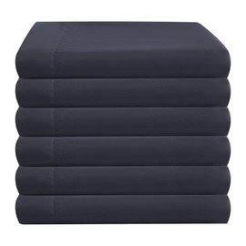 ZPECC Bulk Flat Sheets Only Full Size 6 Pack, Easy Sort Top Bed Sheet by Color-Coded Hem Threads, Soft Durable Brushed Microfiber Fabric Hotel Airb&bs Essentials for Hosts, 81"x96", Navy