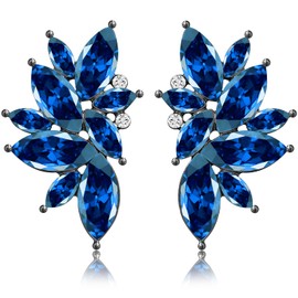 JIMARIN Bohemian Statement Sparkly Colourful Fancy Rhinestone Crystal Flower Dangle Drop Stud Earrings Vintage Wedding Bridal Prom Earrings for Women, Large, Alloy Steel, Rhinestone