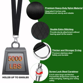 Werfeito Tree Swing Straps Hanging Kit (Set of 2), 3FT/8FT/10FT/20FT/30FT Tree Swing Straps Holds 5000 lbs with Tree Protector, Heavy Duty Carabiner and Swivel Perfect for Swings & Hammocks(20 FT)