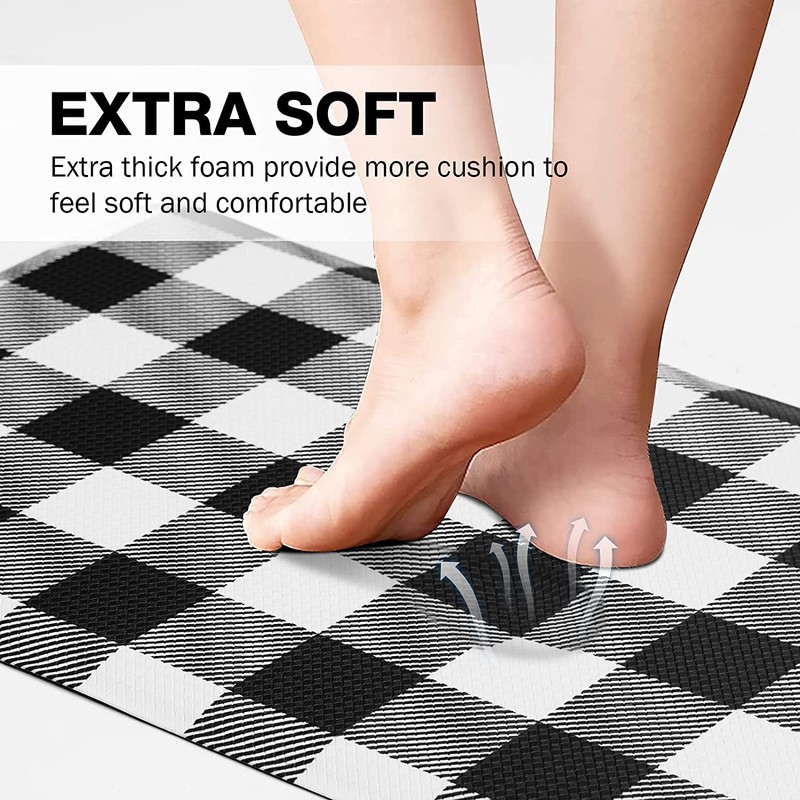 MAYHMYO Anti Fatigue Kitchen Rug Kitchen Floor Mat Cushioned Black