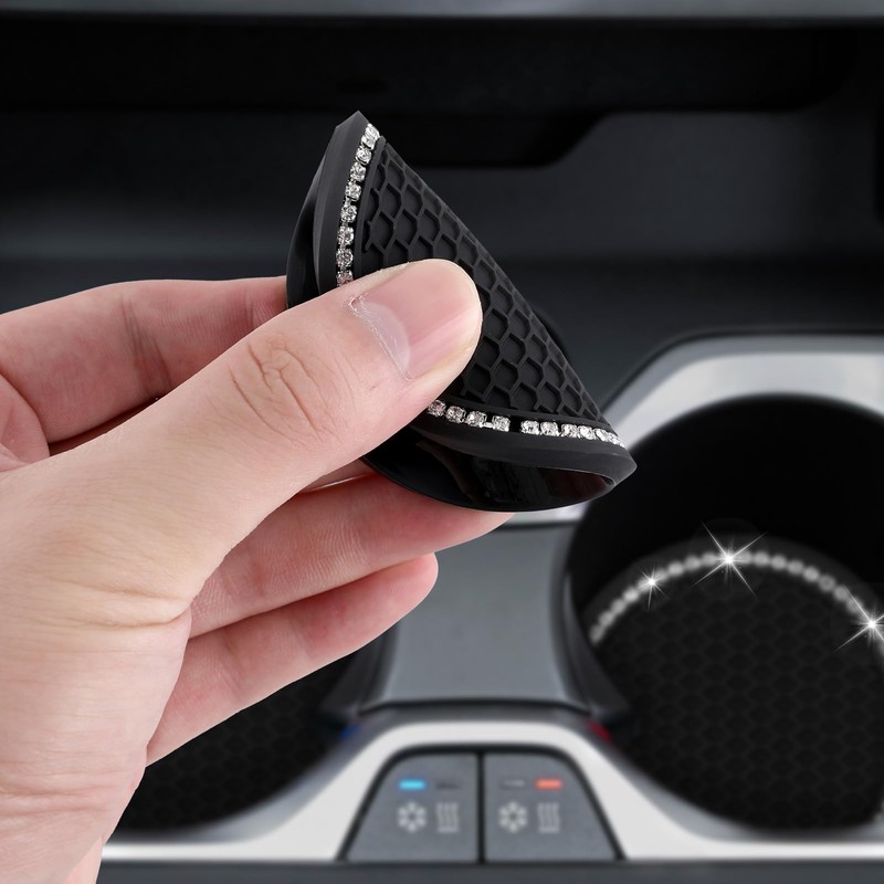 4 Pack Bling Car Coasters Universal Cup Holder Insert With