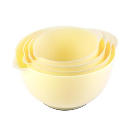 BoxedHome Yellow Mixing Bowl Set Plastic Salad Bowl Non-Slip Stackable Serving Bowls for Kitchen 4-Piece Mixing Bowl Set