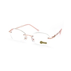 LUFF Rimless Reading Glasses for Women Blue Light Blocking Lightweight Metal Classic Computer Readers Anti Eyestrain