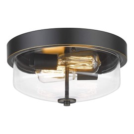 Emliviar 1 Pack Ceiling Light Fixture with Clear Glass Shade - Indoor Flush Mount Ceiling Light 12 Inch, Black Finish, TE217F ROB