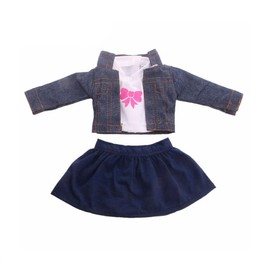 NIXNUT Doll Clothes Winter Outfit Jacket Vest Top with Bowknot Pattern Skirt for American Girl Doll 18 Inch