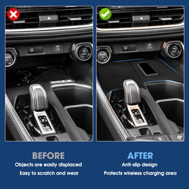 Wireless Charging Mat Compatible with Toyota Grand Highlander 2024-2025, Center Console Phone Charger Mat Protective Pad Anti-Slip Waterproof Interior Accessories Black