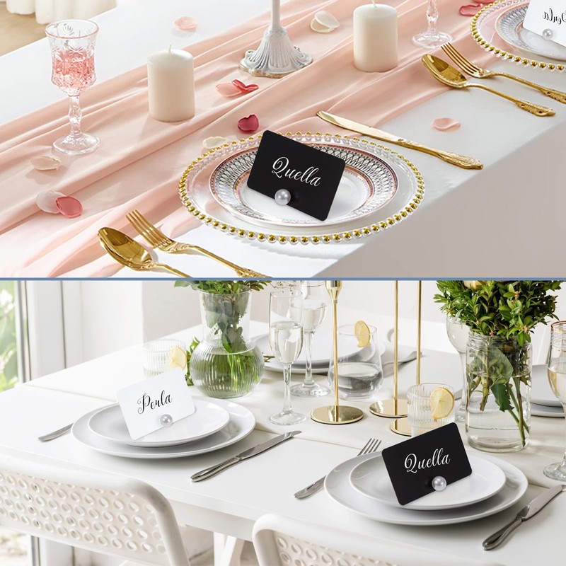 CebraBounze 30 Pcs Decorative Pearl Place Card Holders Bulk, Elegant