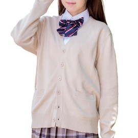 Classe School Knit Cardigan, Vest, Sweater, Student Uniform, Spring, Summer, Fall, Winter, Year-Round, Commuting to School, Solid Color, V-Neck