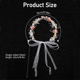 KICPUK Elegant Semicircular Ear Jewellery Hair Accessories for Adults - With Flowers Beads and Crystals for Weddings Dinner and Parties (White, 34 x 6 cm)