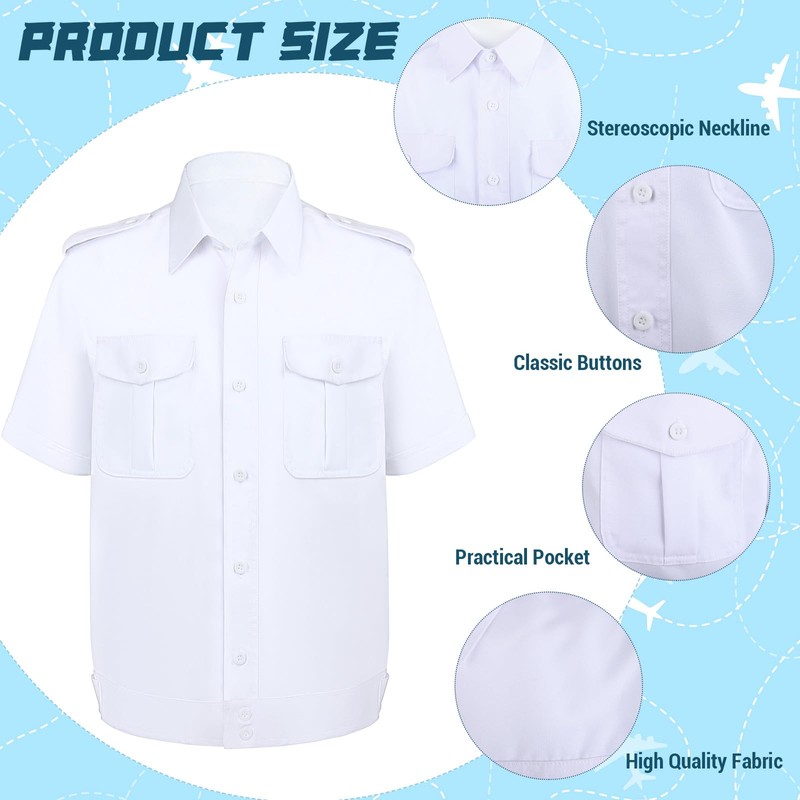 Airline Pilot Captain Costume Include Shirt Pilot Hat Tie Sunglasses