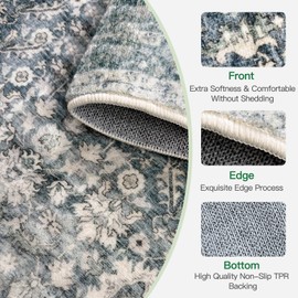 WL&ALLEN Door Mat Entry Rug Washable Mat Indoor Entrance 2x3 Boho Non-Slip,Laundry Room Rug, SoftRug(2'x3',Light Green)