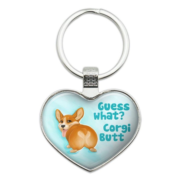 GRAPHICS & MORE Guess What Corgi Butt Funny Joke Keychain