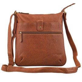 STILORD 'Lina' Shoulder Bag for Ladies Leather Small Evening Brown Handbag Crossbody Bag Tablet Bag 10.1 inch in Genuine Leather, Colour:Cognac-Brown