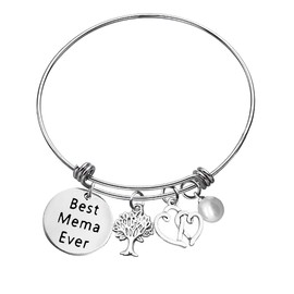 Mother's Day Gift for Mema Bracelet Gift for Mema Best Mema Ever Bracelet Grandma Expandable Wire Bangle Bracelet Grandma Gift for Grandmother Nana Thanksgiving Christmas Birthday Gift for Grammy Gift
