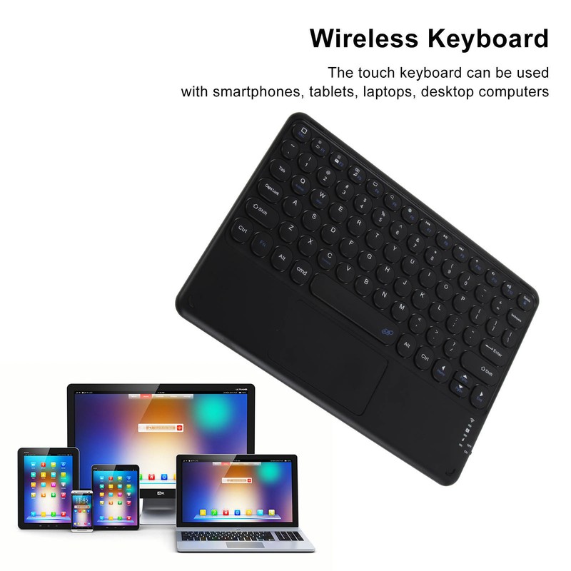 Wireless Keyboard 10in Round Keycap Touchpad Function Portable Widening Enlarging