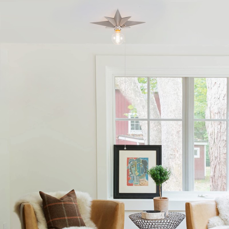 VILUXY Flush Mount Ceiling Light, Satin Nickel Star Light Fixtures