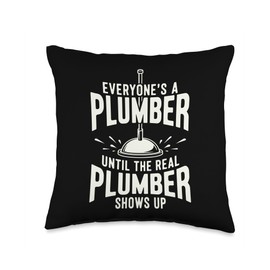 Funny Plumber Repairman Plumbing Dad Pipe Wrench Throw Pillow