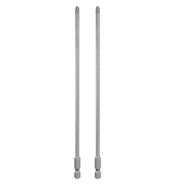 HARFINGTON 2pcs #2 Phillips Screwdriver Bit PH2 1/4" Hex Shank 8" (200mm) Long Magnetic S2 Steel Industrial Grade Screw Driver Bit Cross Head Electric Drill Bits 0.177" (4.5mm) Rod