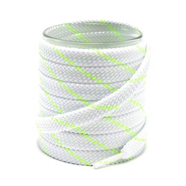 Shoemate Stylish Thick Flat 5/16" Shoe Laces for Sneakers and Athletic Shoes, Shoe Strings, White/Neon Green, 30"(76cm) 8-BaiLv ODF-76-8