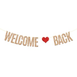 Champagne Gold Welcome Back Banner, Welcome Home Sign,Housewarming, Military, Family Party Decorations